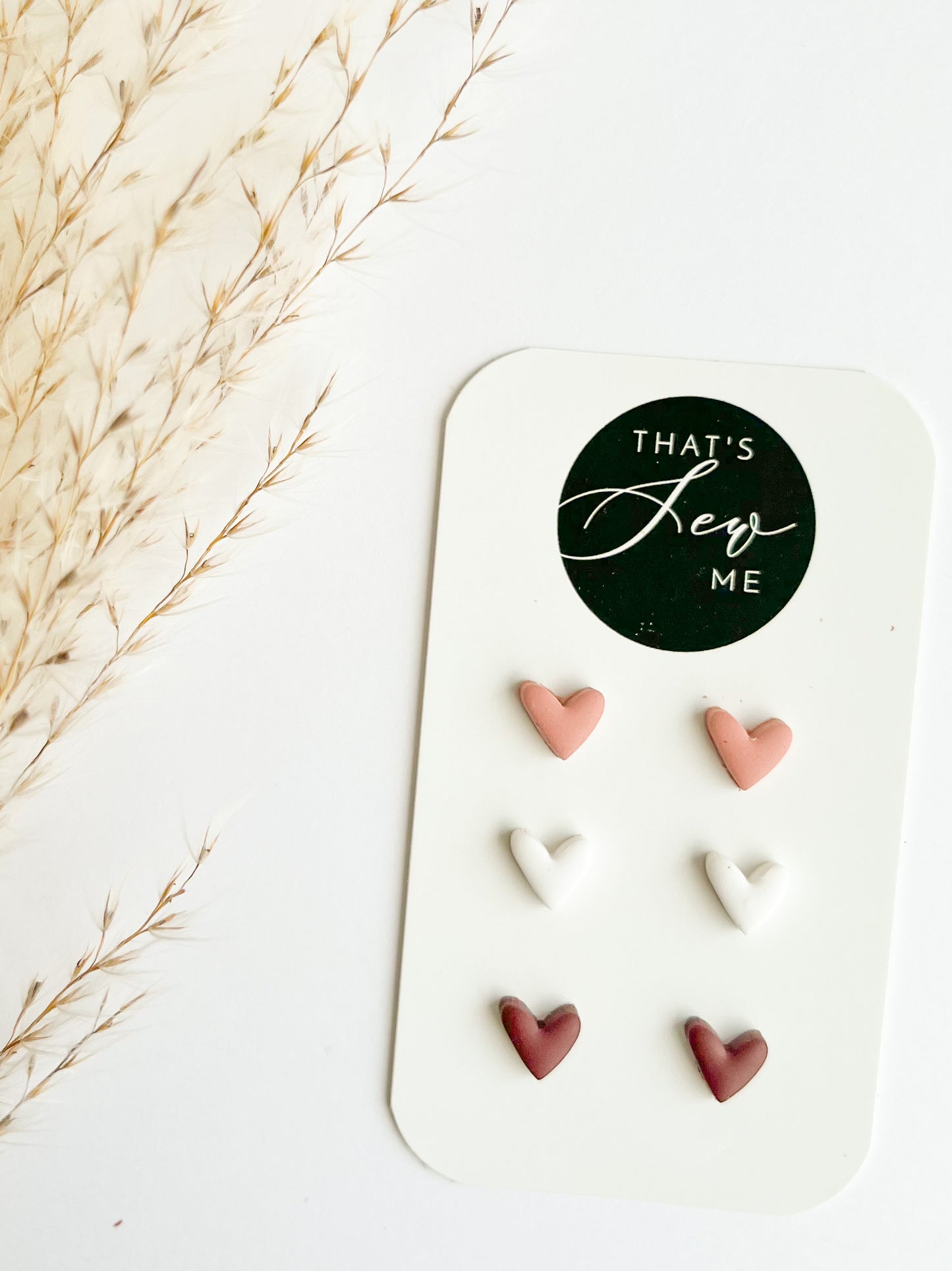 Mini Abstract Heart Stud | Clay Trio Pack B